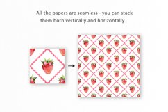 Watercolor Strawberry digital paper, Seamless Pattern Product Image 5