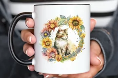 Watercolor Cat With Sunflower PNG Clipart Product Image 3