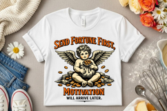 Send Fortune First Motivation Quote Vintage Angel Design Product Image 5
