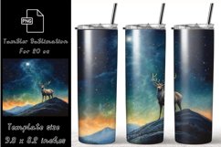 Deer Mountain Night 20oz Skinny Tumbler Wrap Sublimation Product Image 1