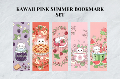 Kawaii Pink Summer Bookmark Set,Cute White Cat in Teacup Product Image 5