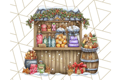 Cozy Christmas Market Stall Clipart PNG, Holiday Art Png Product Image 5