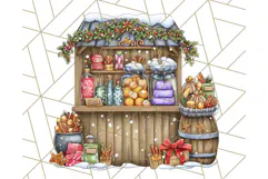 Cozy Christmas Market Stall Clipart PNG, Holiday Art Png Product Image 5