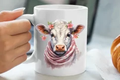 Beautiful Christmas Cow Clipart, Christmas Cow Clipart Product Image 5
