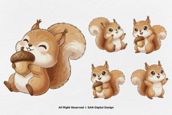 15 Bundle Watercolor Baby Squirrel Rodent Nut Animal Tree Product Image 5