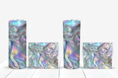 Holographic Waves Tumbler Sublimation, Neon Tumbler Wrap PNG Product Image 5