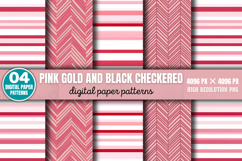 Pink Gold and Black Checkered Digital Paper Background PNG Product Image 6