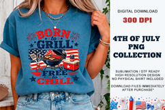 Born to Grill Free to Chill PNG | BBQ DTF Product Image 5