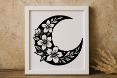 Floral Crescent Moon SVG Product Image 1