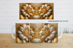 3D Golden Flowers Mug Wrap | Sublimation Coffee Cup Product Image 7