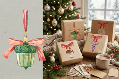 Vintage Watercolor Christmas Clipart & Seamless Patterns Product Image 5