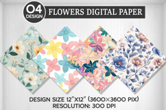 Flowers Seamless Digital Paper, Flowers Background Product Image 1