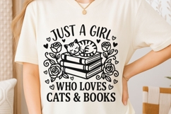 Just A Girl Who Loves Cats And Books Svg, Book Lover Svg. Product Image 6