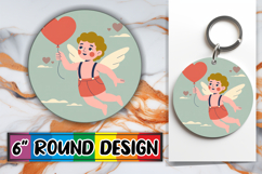 Cheerful Round Keychain PNG, Cupid Product Image 1