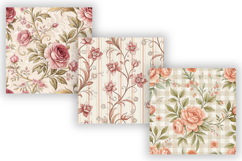 Rustic French Toile Digital Paper Pack, Vintage Floral Toile Product Image 3