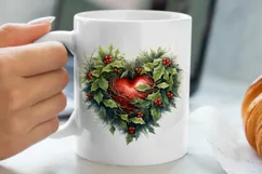 Christmas Hearts Watercolor Clipart, Christmas PNG Product Image 5