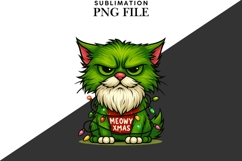 Funny Christmas green cat png design for T-shirts Product Image 2