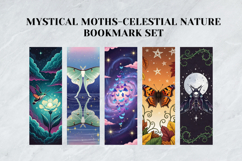 Mystical Moths Celestial Nature Bookmark Set,Printable Witch Product Image 5
