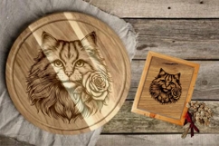 Romantic Rose Cat Line Art Product Image 5