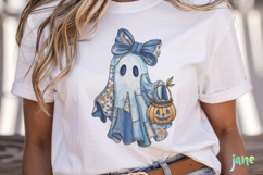 Retro Halloween Blue Denim Ghost Sublimation Clipart Product Image 2