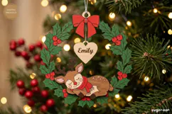 Sleeping Deer Christmas Ornament Laser Cut | Glowforge | SVG Product Image 1