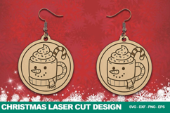 Snowman Mug Christmas Earring Laser Cut SVG Design Product Image 1