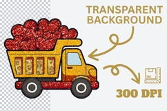 Glitter Dump Truck with Hearts PNG Product Image 3