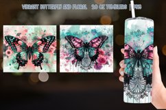 Vibrant Butterfly Floral 20 oz Tumbler Sublimation Art Product Image 2