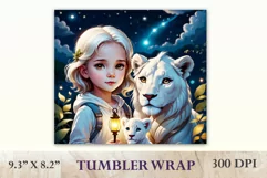 3D Sublimation Tumbler Design / Cute Girl and Lion / Png Product Image 2