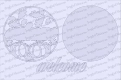 Pumpkin Welcome Sign SVG | Autumn Harvest Wood Round SVG Product Image 2
