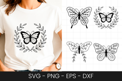 Butterfly Wreath Floral Design SVG PNG Product Image 1