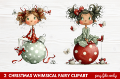 2 Christmas Whimsical Fairy Clipart | Cute Holiday Fairies Product Image 1