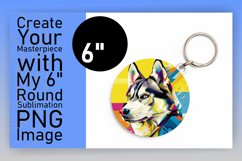 Artistic Abstract Dog Round Design Keychain Sublimation Product Image 1