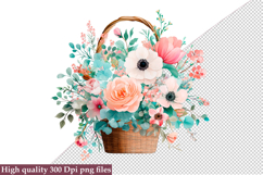 Watercolor Flower Basket Clipart, Bundle Flower Basket PNG Product Image 6