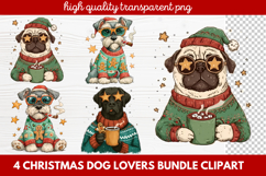 4 Christmas Dog Lovers Clipart | Festive Holiday Puppy PNG Product Image 1