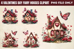 Valentines Day Fairy Houses Clipart PNG Product Image 1