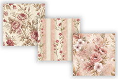Champagne Pink Toile Digital Paper Pack, Vintage Floral Product Image 5