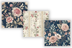 Ink Toile Digital Paper Pack, Vintage Floral Toile, Gingham Product Image 5