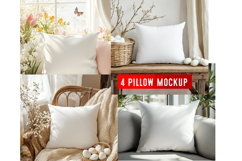 Pillow Mocku |Spring Pillow Mockup | Floral Cushion Mockup Product Image 1