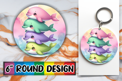 Unique Circle Keychain Magic, Cute Animals Product Image 1