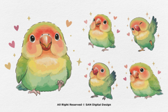 15 Bundle Watercolor Love Bird Cute Kids Animal Wings Product Image 5