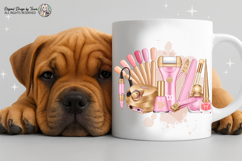 Nail Tech Sublimation PNG Pink Gold Beauty Tools Design Product Image 6