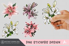 Lily Sticker Clipart,Botanical Lily Sticker Product Image 1