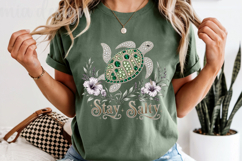Rhinestone Sea Turtle PNG Stay Salty Beach Sublimation Product Image 5
