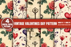 Vintage Valentines Day Pattern Paper PNG Product Image 1