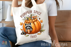 Pumpkin Spice Thief PNG, Cute Raccoon Sublimation Design Product Image 4