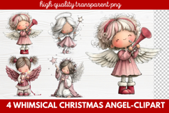 4 Whimsical Christmas Angel Clipart | Cute Holiday Angel PNG Product Image 1