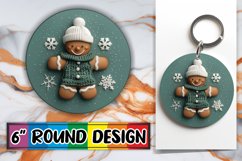3D Gingerbread Round Design Holiday Sublimation Keychain Product Image 1