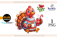 Christmas Turkey: Festive Watercolor Charm Product Image 1