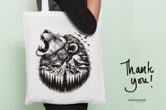 Roaring Lion Silhouette Landscape Vector Product Image 5